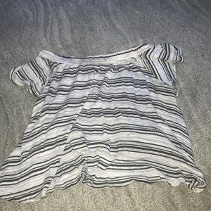 Black and White striped off the shoulder top